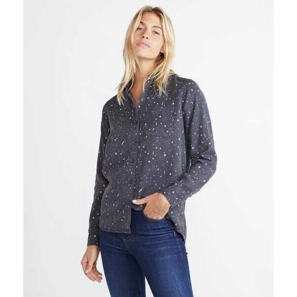 Marine Layer Valley XS Star Celestial Print Gray Button Down Shirt Top - Picture 1 of 14